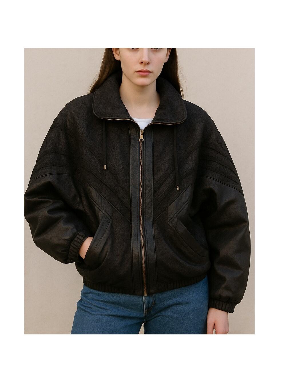 John Weitz Vintage 90s Embellished Leather Jacket